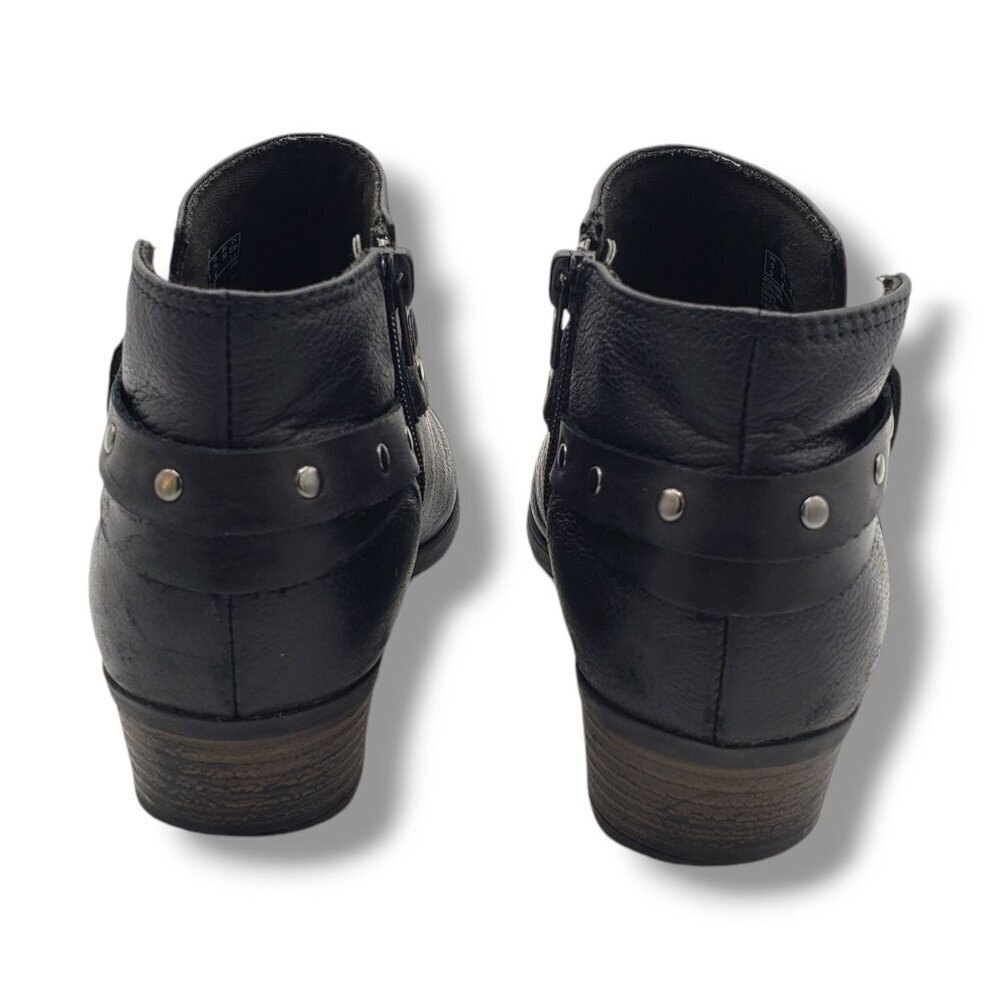 Clarks Collection Addiy Zoie Booties Womens 7.5 Black Leather Ankle Zipper - Picture 6 of 9